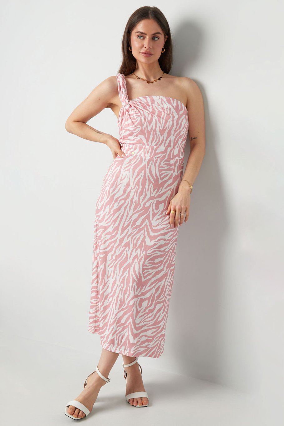 One shoulder zebra dress - black Picture5