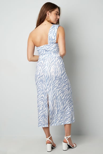 One shoulder zebra dress - black h5 Picture10