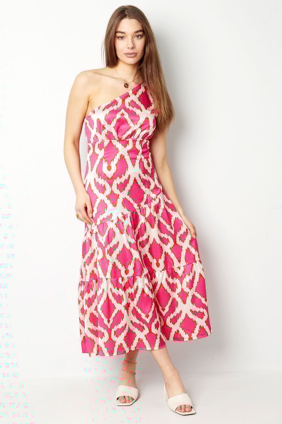 One-shoulder dress tropical bliss - fuchsia h5Picture2