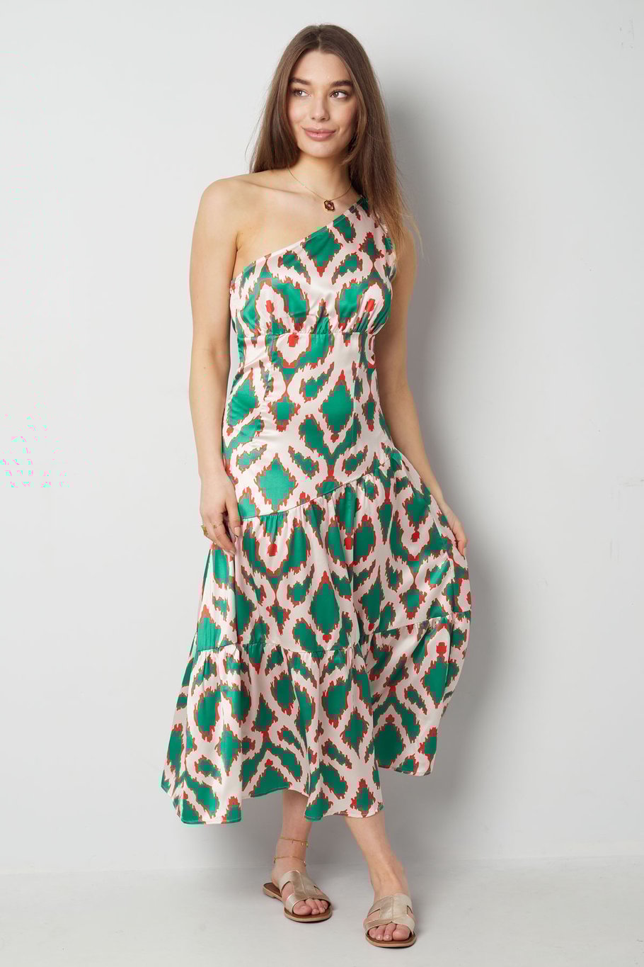 One-shoulder dress tropical bliss - fuchsia h5Picture3