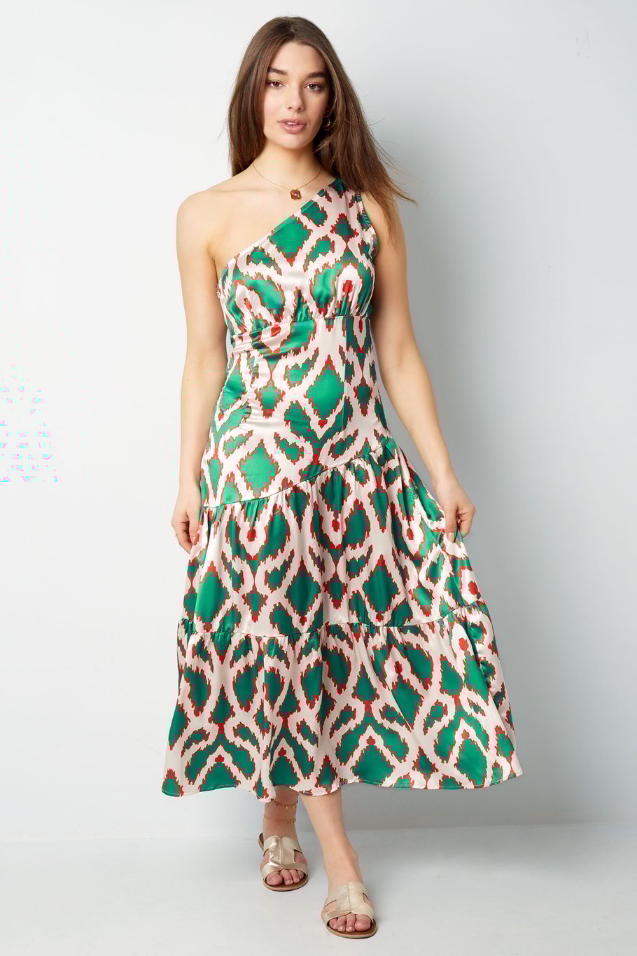 One-shoulder dress tropical bliss - fuchsia h5Picture5