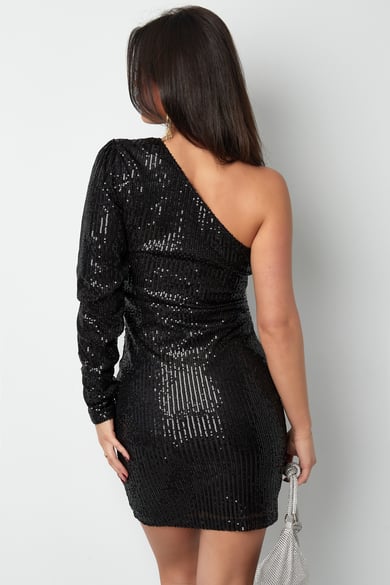 Glitter one shoulder dress - black h5 Picture5