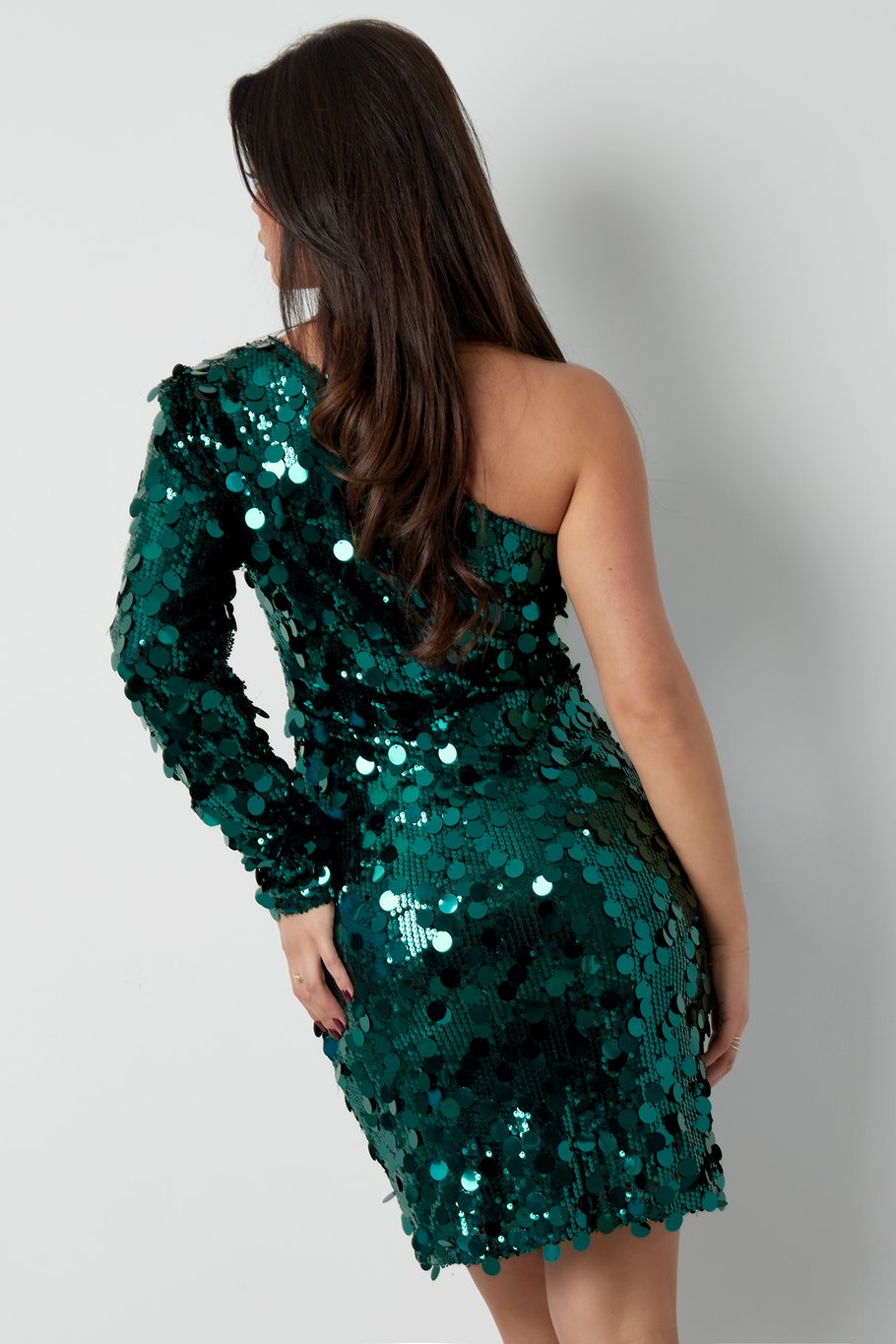 One-Shoulder-Kleid Glitzer groß - schwarz Bild6