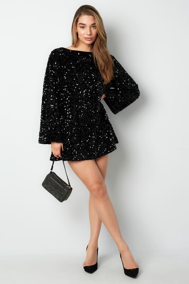 Glitzerkleid mit Schleife - schwarz h5 Bild4