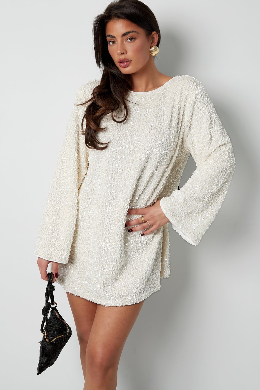 Glitzerkleid mit Schleife - schwarz Bild5