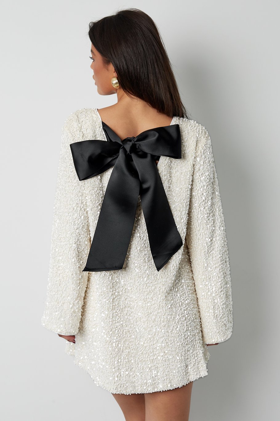 Glitzerkleid mit Schleife - schwarz Bild7