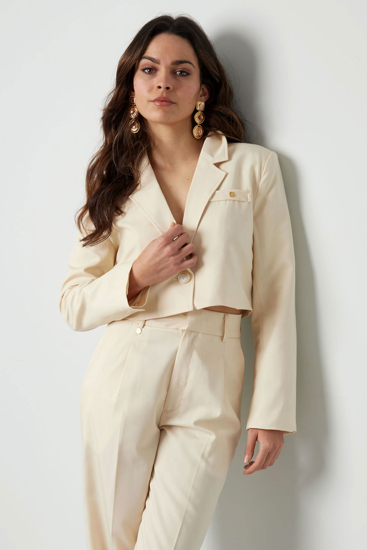 Gekropte blazer - gebroken wit