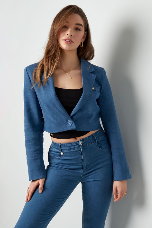 Denim cropped blazer - blue
