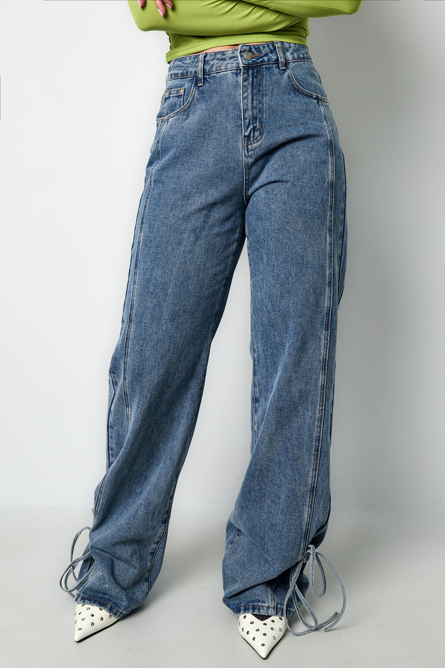 Jeans mit Bossy-Schleife - Blau Bild4