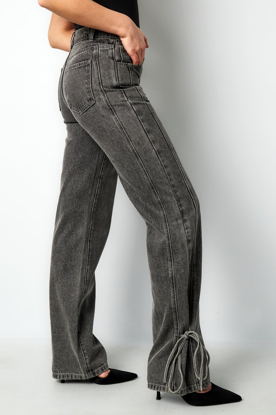 Jeans mit Bossy-Schleife - Blau Bild5
