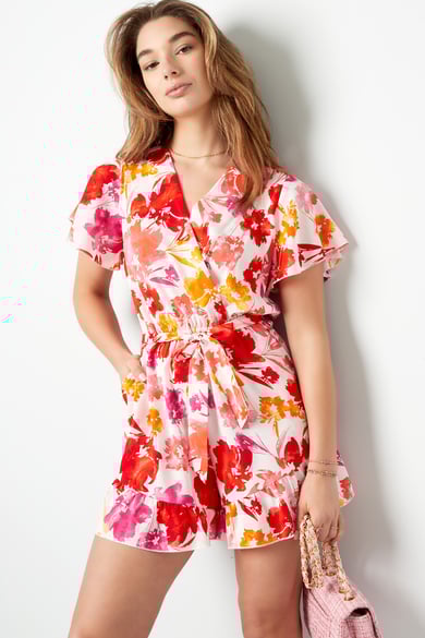 Playsuit Blumendruck - Rosa Rot h5 Bild4