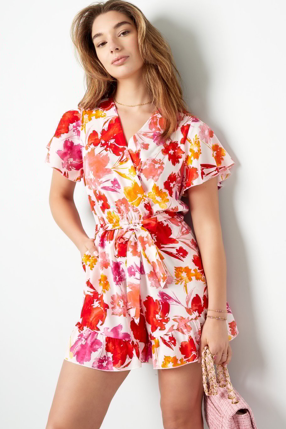 Playsuit Blumendruck - Rosa Rot Bild4