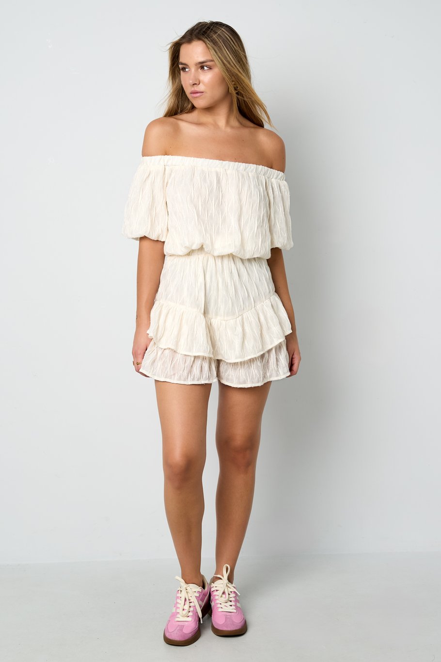 Polyester fiber (polyester) Bodysuits Solid color Casual Spring/Summer Ruffle edge Clothes Picture7