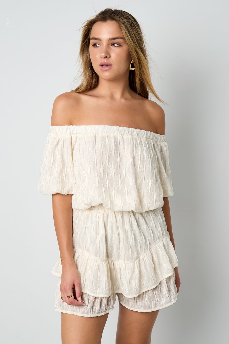 Polyester fiber (polyester) Bodysuits Solid color Casual Spring/Summer Ruffle edge Clothes Picture6