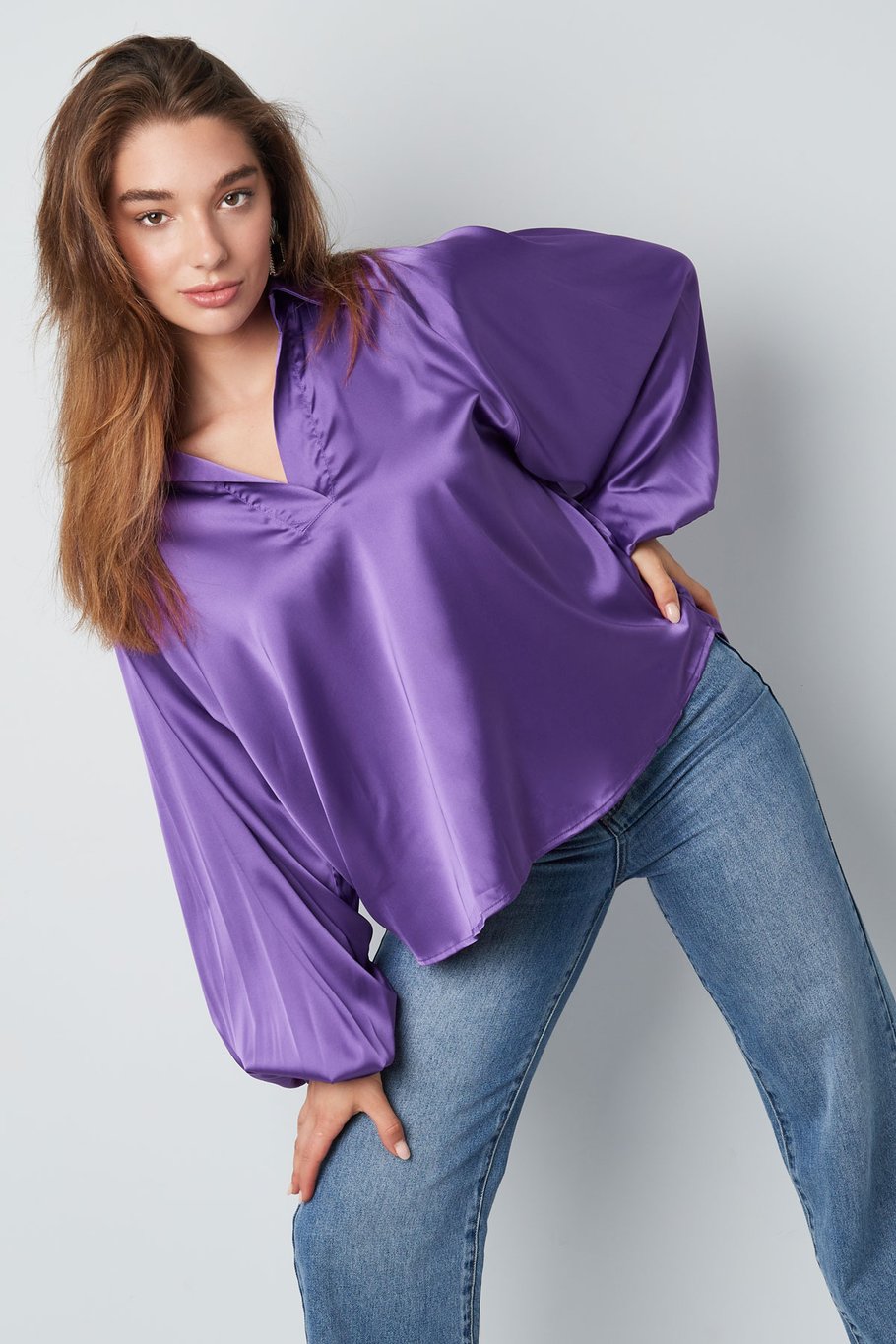 Chemisier manches bouffantes violet Image9