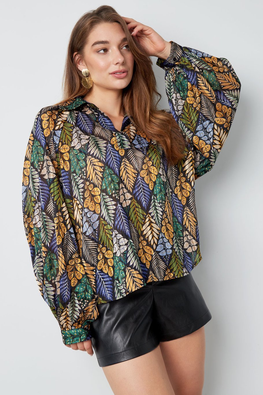 Bluse Herbstdruck grün multi Bild8