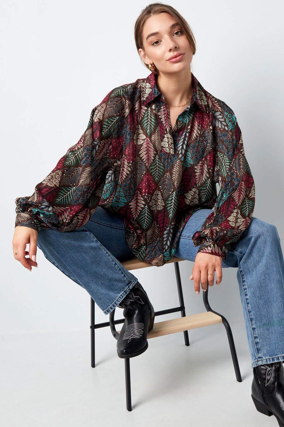 Bluse Herbstdruck grün multi Bild5
