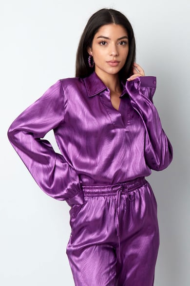 Blusa de raso con estampado - violeta h5 Imagen10