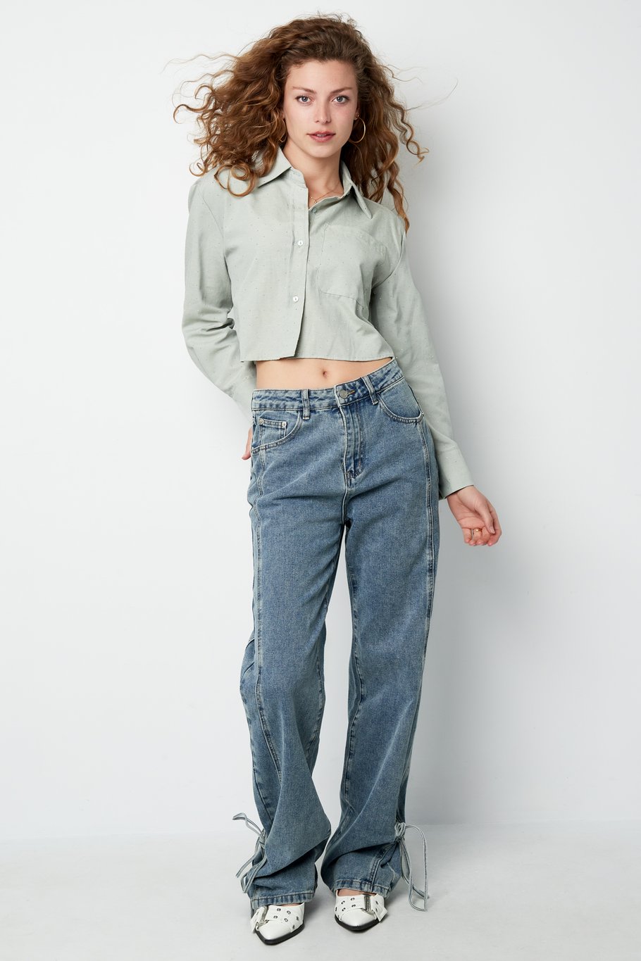 Blouse with studs - Grey Picture4