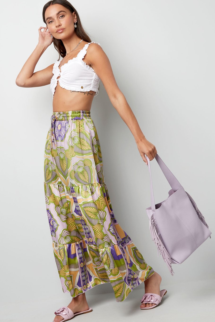 Maxi falda estampado feliz - verde/morado h5Imagen3