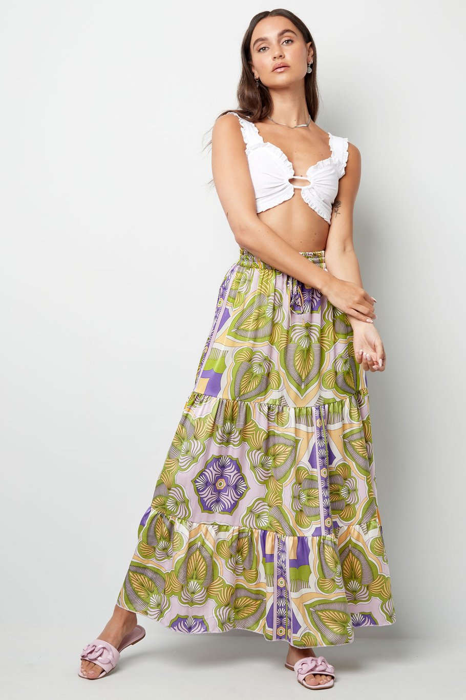 Maxi falda estampado feliz - verde/morado h5Imagen5