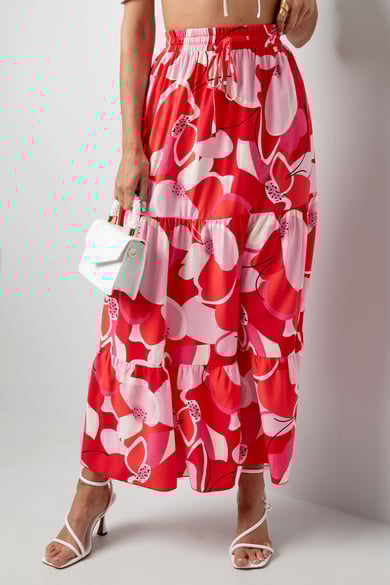 Maxi rok abstracte print - rood h5 Afbeelding2