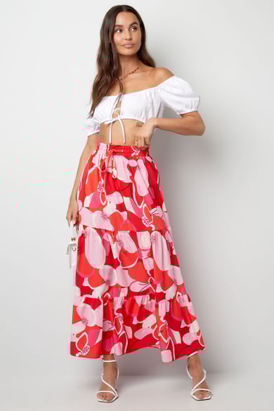 Maxi rok abstracte print - rood h5 Afbeelding4
