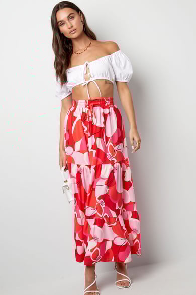 Maxi rok abstracte print - rood h5 Afbeelding5