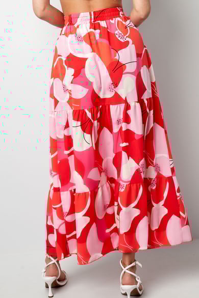 Maxi rok abstracte print - rood h5 Afbeelding6