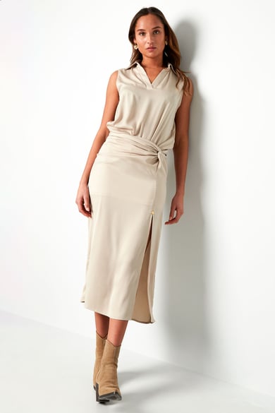 Falda larga anudada - beige  h5 Imagen5