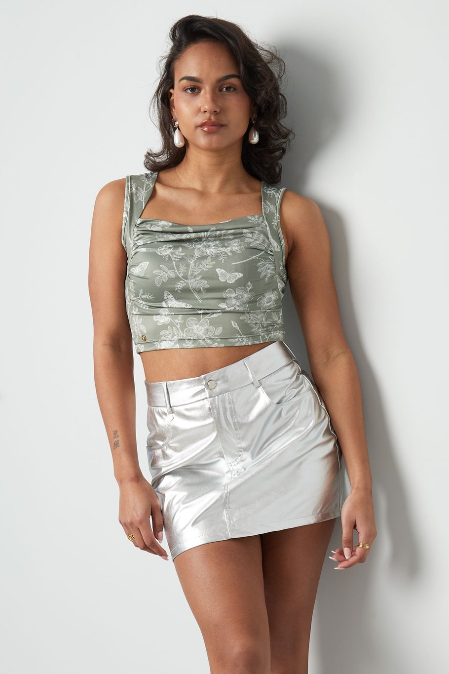 Falda metalizada - Color plata Imagen3