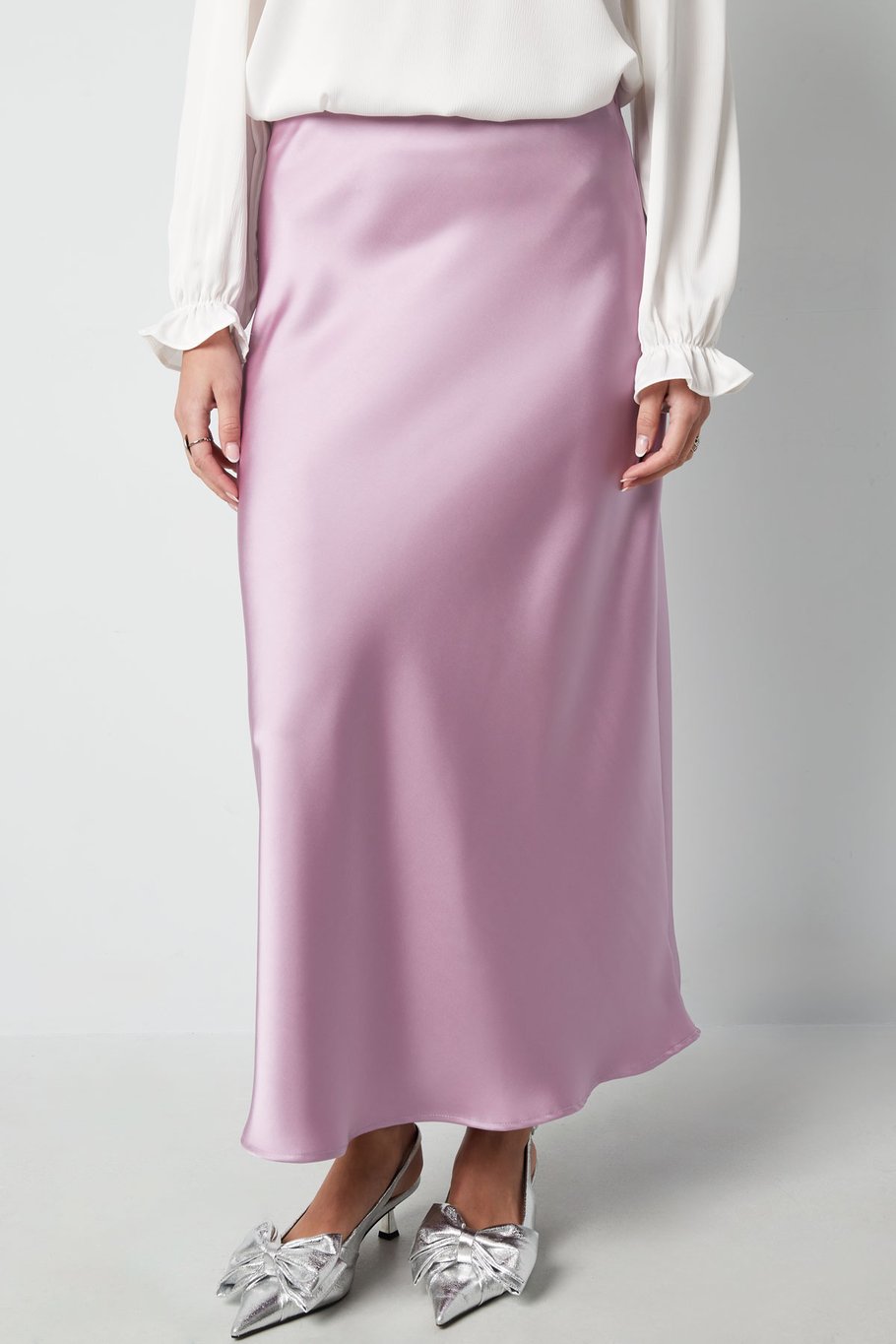 Long satin skirt - Beige h5Picture4