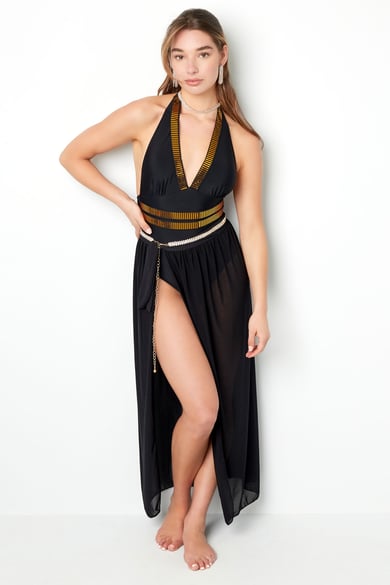 Badeanzug Goldfarbe party - schwarz S h5 Bild8