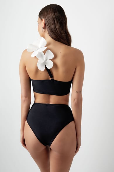 Bikini Avec Fleurs Blanches - Noir M h5 Image7