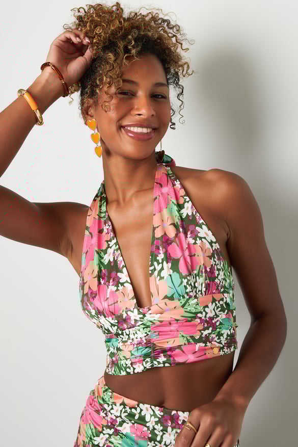Top colorful flowers - green/pink Multi S 2