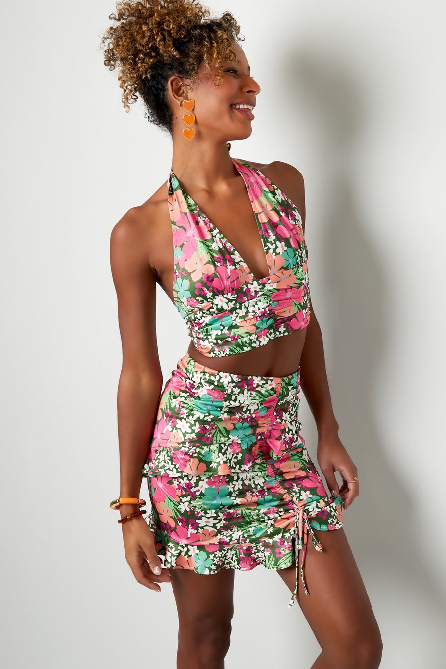 Top bunte Blumen - grün/rosa Multi L Bild5