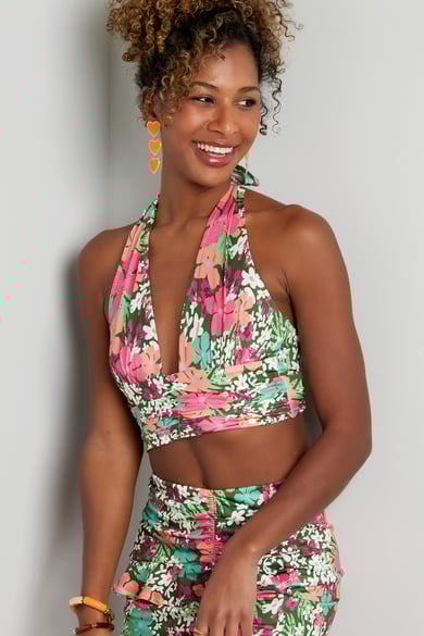 Top bunte Blumen - grün/rosa Multi L h5 Bild4