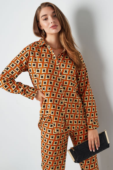 Bluse mit Retro-Print - Schwarz h5 Bild2