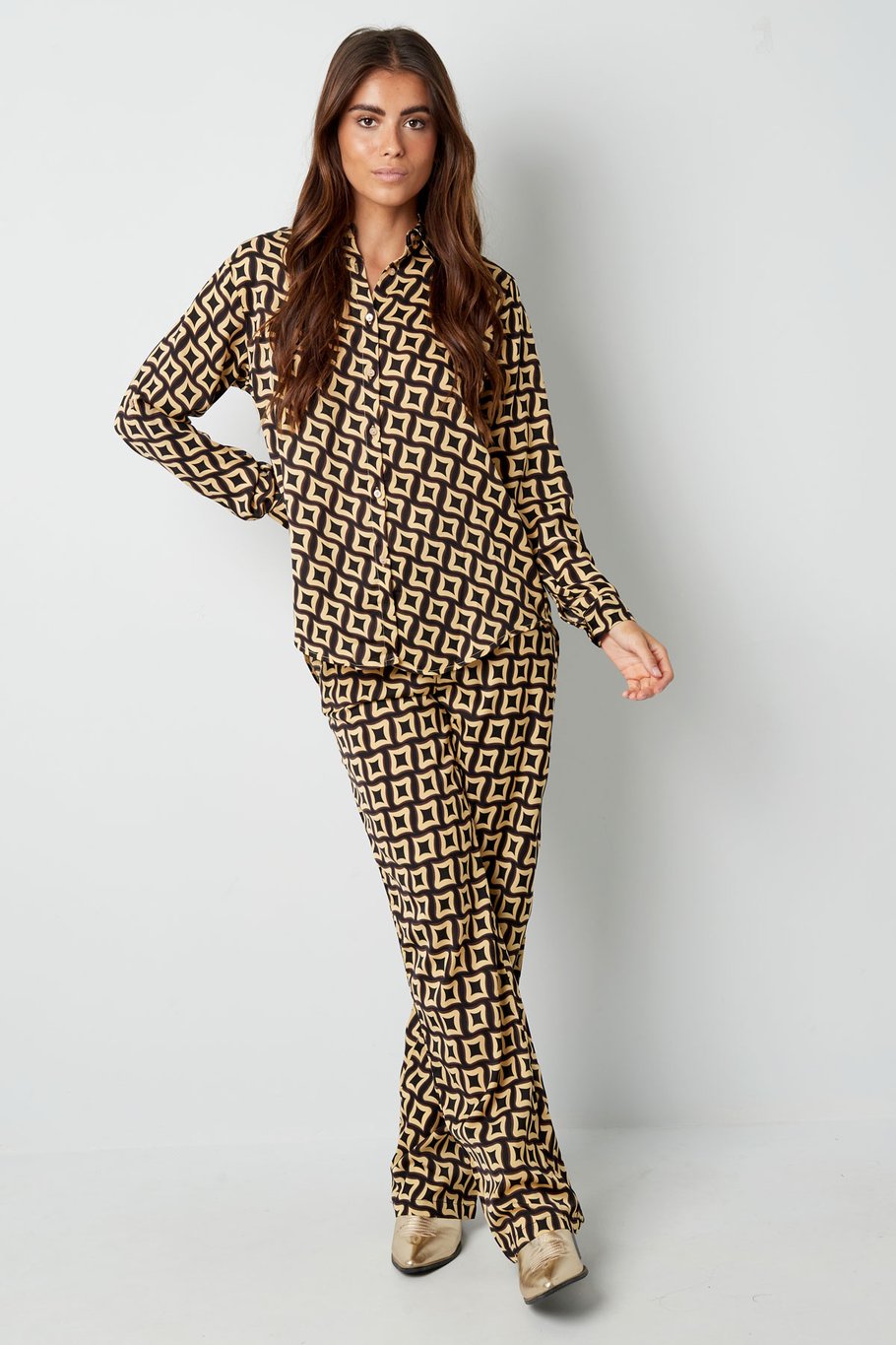 Bluse mit Retro-Print - Schwarz Bild5