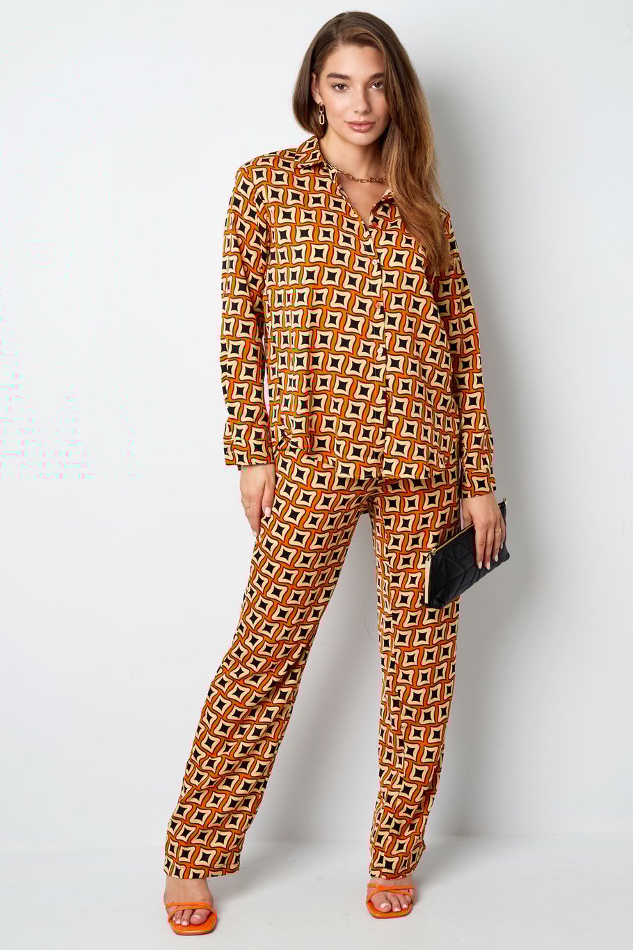 Bluse mit Retro-Print - Schwarz Bild6