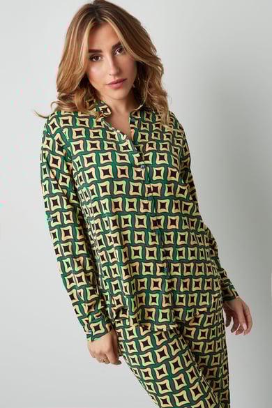 Bluse mit Retro-Print - Schwarz h5 Bild7