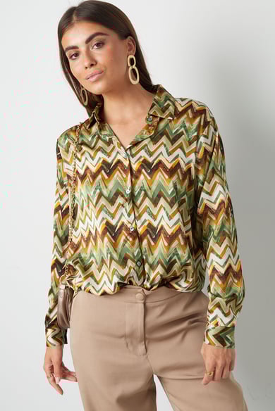 Blouse imprimé zigzag - vert h5 Image2