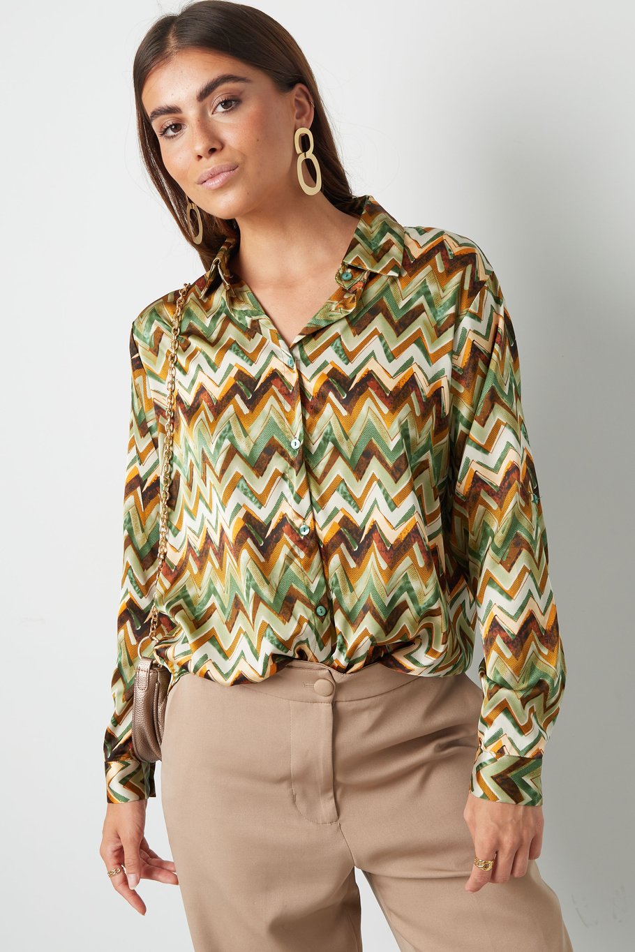 Blouse imprimé zigzag - vert Image2