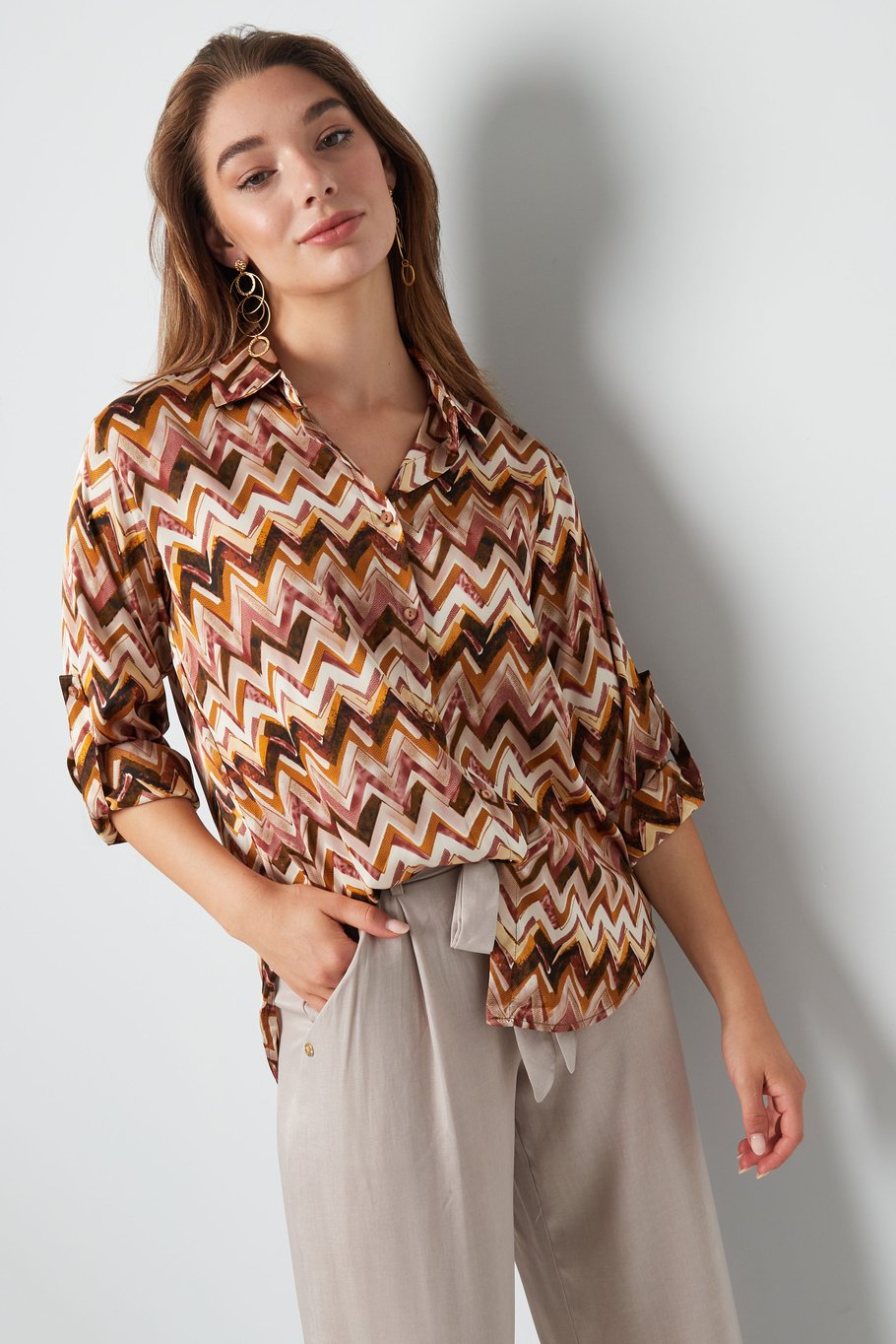 Blouse imprimé zigzag - vert Image5