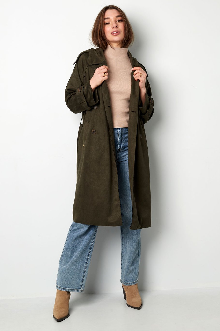 Ärmelloses Top mit tiefem Rollkragen, groß/extragroß – Beige h5Bild4