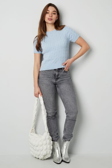 Jersey de punto con trenzas y manga corta pequeño/mediano – blanco h5 Imagen8
