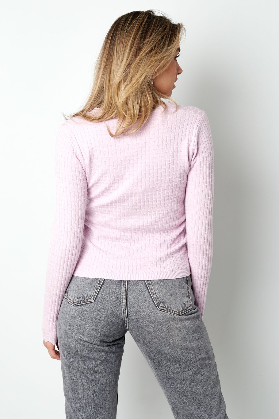 Pullover mit V-Ausschnitt - Beige  Bild4