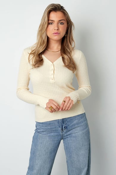 Pullover mit V-Ausschnitt - Beige  h5 Bild7