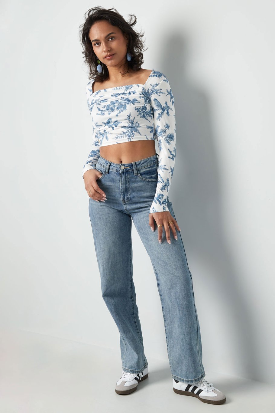 Long sleeve flower top - blue  Picture3