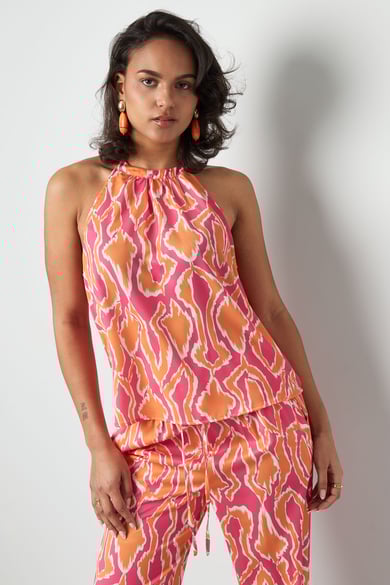 Top halter colorido con estampado - naranja/rosa  h5 Imagen5